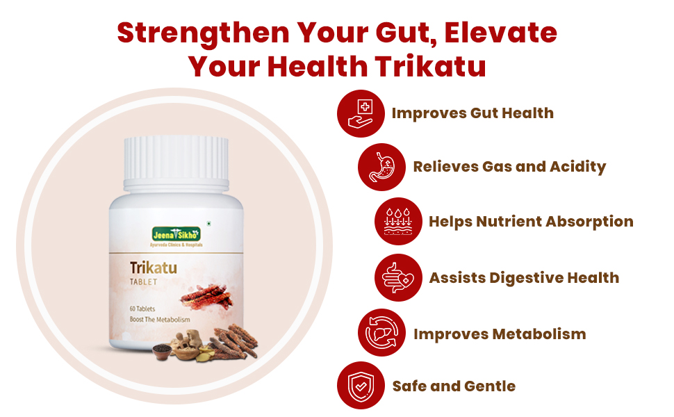 Jeena Sikho Trikatu Tablets | Natural Supplement For Digestive Wellness And Gut Health | Naturally Blended With Pure Trikatu Extracts | Natural Digestive Health Multivitamin, 60 Tablets