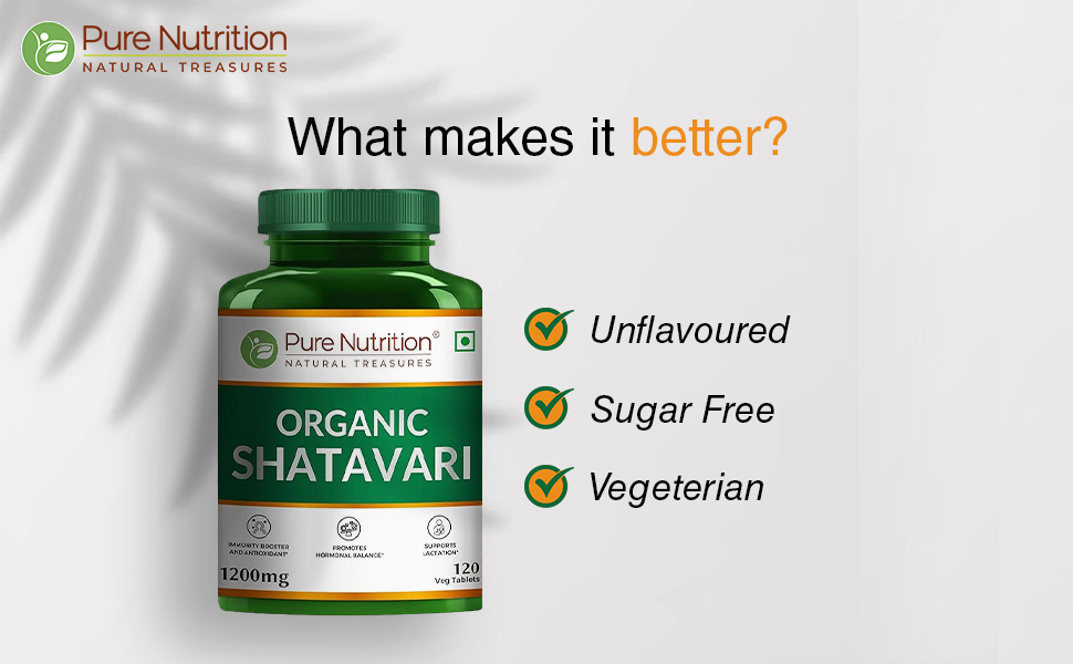 Pure Nutrition Organic Shatavari 120 Tablets | Shatavari Powder Herbal Supplement | Ayurvedic Women's Wellness Support | Supports Digestion, Immunity & Daily Vitality | Traditional Herbal Formula