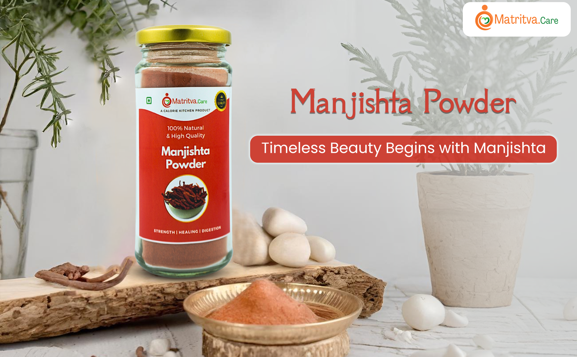Manjishta Powder (100g) | Ayurvedic Blood Cleanser & Skin Glow Support | Herbal Detox Supplement | Natural Madder Root Powder for Face & Body | Supports Digestion & Women’s Wellness