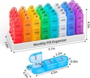 Daviky Monthly Pill Organizer 3 Times a Day, 30 Day Pill Organizer with Small Pill Box, One Month Medicine Organizer, 31 Day Pill Case Pill Container to Hold Vitamin, Supplement and Medication 3