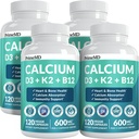4-in-1 Calcium Supplements for Women and Men - Calcium with Vitamin D3 K2 5000 IU Supplement, 601mg per Serving for Heart, Bones & Body Defenses - Gluten-Free, Vegan-Friendly (480 ct) 2