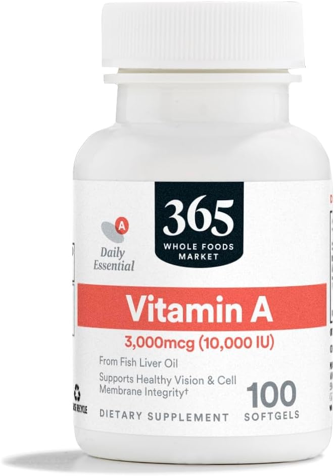 365 by Whole Foods Market, Vitamin A 10K IU, 100 Softgels (Pack of 2) 3