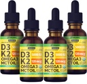 (4 Pack) Organic Vitamin D3 K2 Drops with MCT Oil Omega 3, Maximum Strength Vitamin D Liquid 5000 IU, No Fillers, Non-GMO Liquid D3 for Faster Absorption and Immune Support (Pineapple, 4 Fl Oz) 2