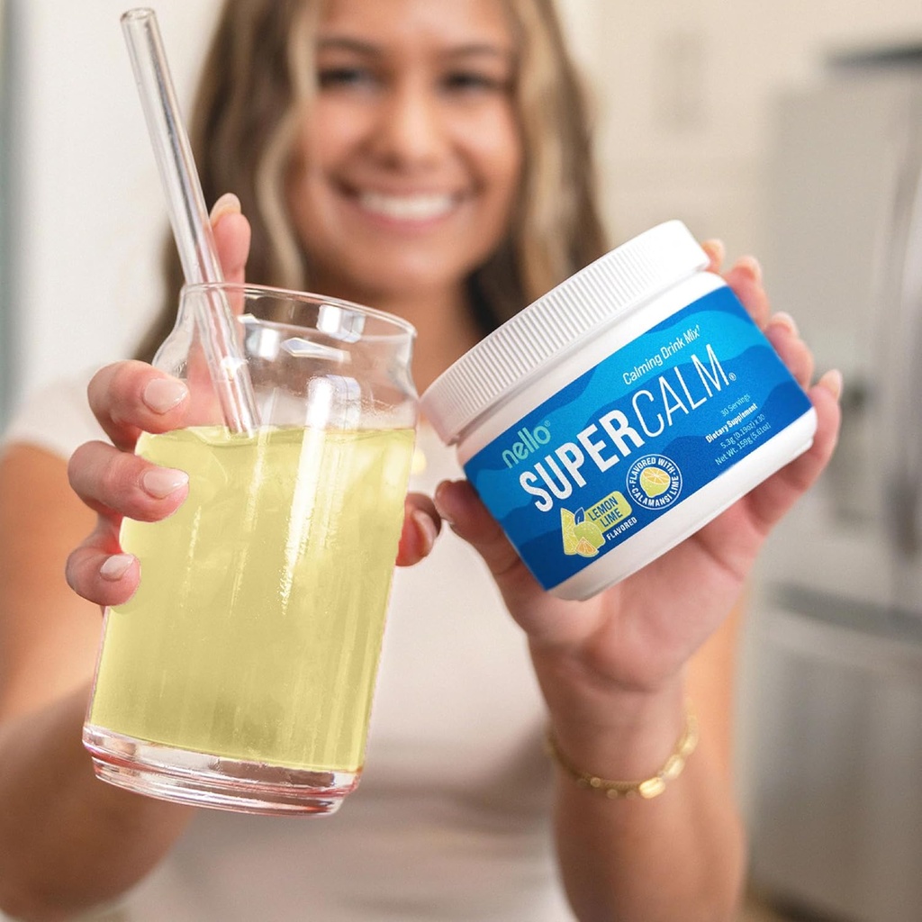 Nello Supercalm Powdered Drink Mix, Lemon Lime, L Theanine, Ksm-66 Ashwagandha, Magnesium Glycinate, Vitamin D 3, Supplements for Relaxation & Focus, Natural, No Sugar, Non GMO, 30 Srvgs 6
