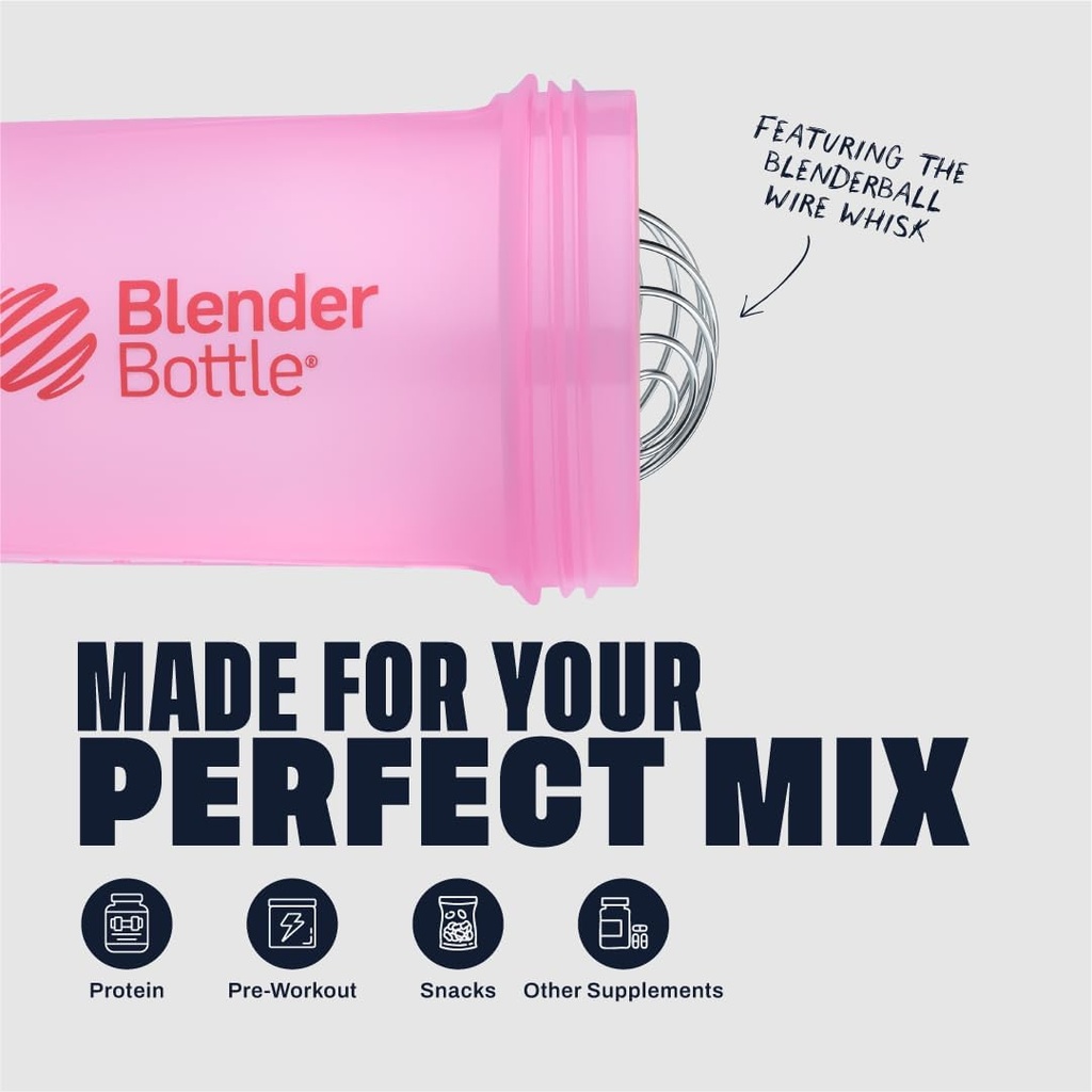 BlenderBottle Shaker Bottle with Pill Organizer and Storage for Protein Powder, Classic V2 ProStak System, 22-Ounce, Pink 5