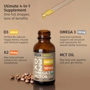 (2 Pack) Organic Vitamin D3 K2 Drops with MCT Oil Omega 3, 5000 IU, Maximum Strength Vitamin D Liquid, No Fillers, Non-GMO Liquid D3 for Faster Absorption and Immune Support (Mocha, 2 Fl Oz) 5