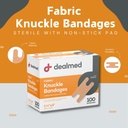 Dealmed Fabric Knuckle Flexible Adhesive Bandages – 100 Count (1 Pack) Bandages with Non-Stick Pad, Latex Free, Wound Care for First Aid Kit, 1 1/2" x 3" 3