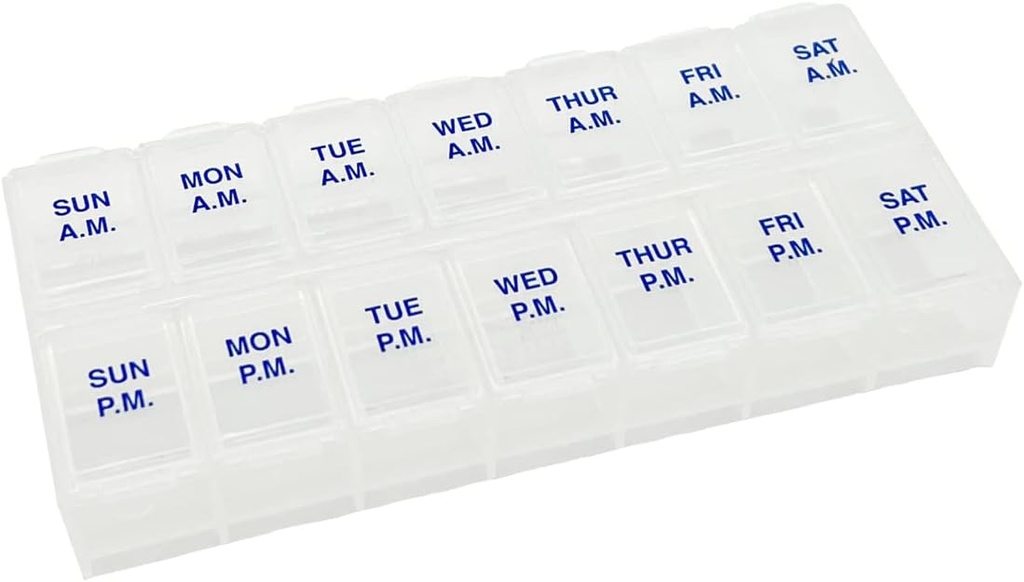 Ezy Dose Weekly 7-Day AM/PM Pill Organizer, Vitamin Case and Medicine Box, Medium Compartments for Twice-Daily Dosing, Natural Color Design, Easy-Open Lids, Portable and Perfect for Home or Travel Use 2