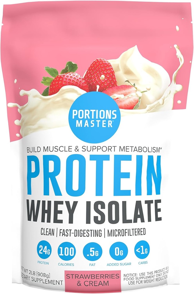 Portions Master CFM Whey Isolate Protein Powder, 2 LB, 23g Low Carb, Low Fat, Cold-Processed, Fast Absorbing, Muscle Growth & Recovery Support (Vanilla Ice Cream) 3