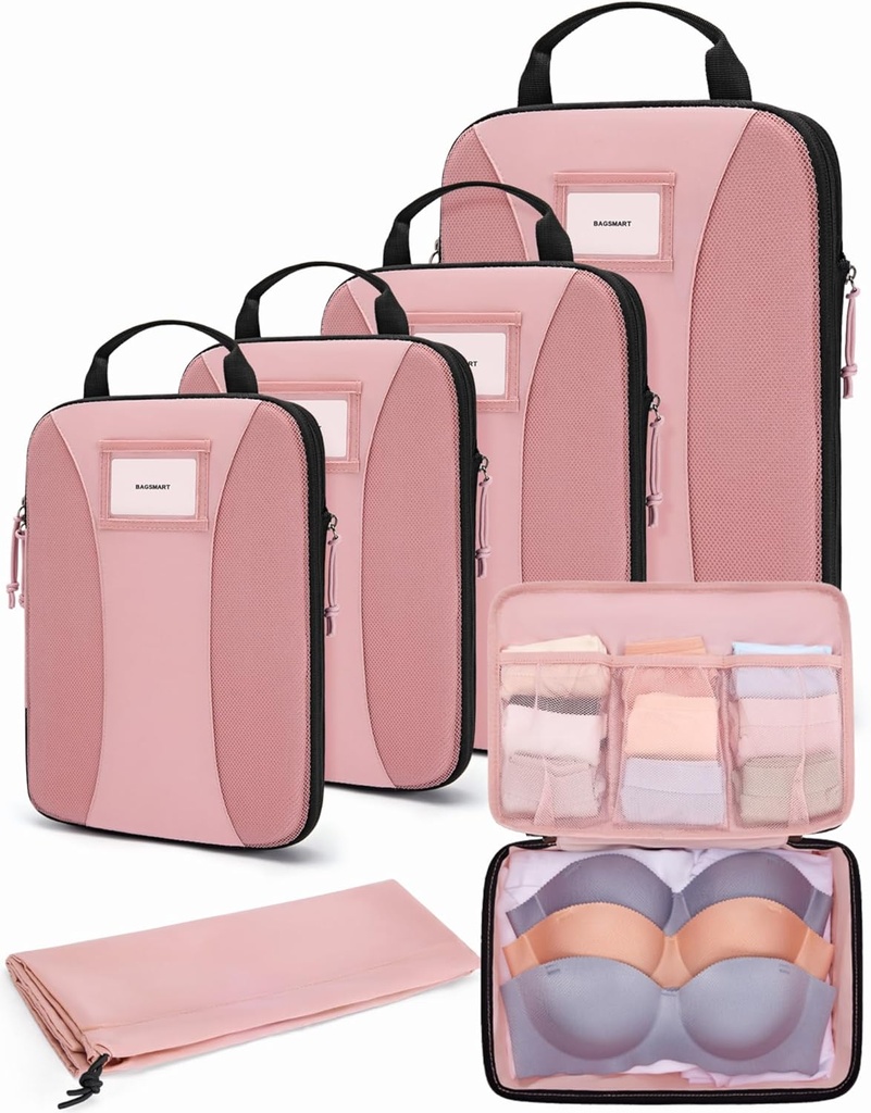 BAGSMART Compression Packing Cubes, 6 PCS Packing Cubes für Koffer, Reisetaschen Organizer für Gepäck, Leichte Verpackung Cube für Reise Essentials