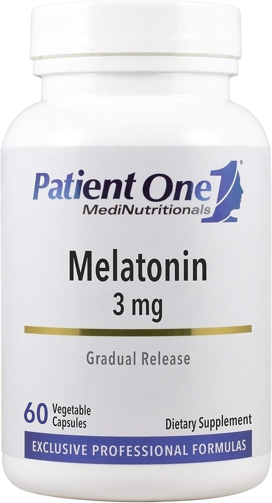 Patient 1 Melatonine 3 mg Libération prolongée Supplément pour soutenir le sommeil reposé et la relaxation*