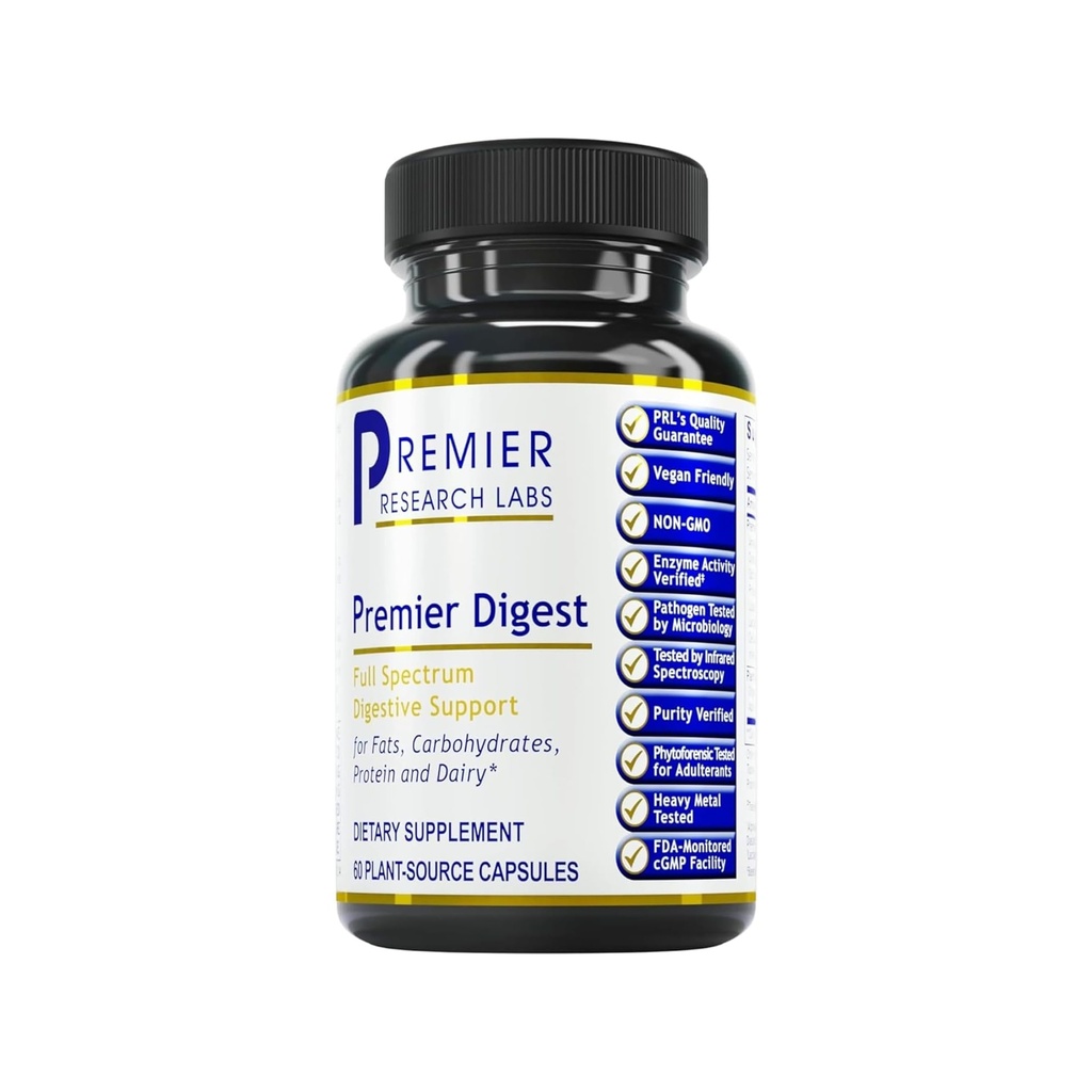 Premier Research Labs Active Digestive Enzyme mit Probiotika und Präbiotika - Fördert Full-Spectrum Digestive Unterstützung - mit Amylase, Protease & Lipase, 60 pflanzen-Sourced Capsules