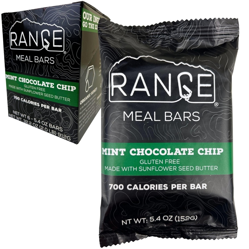 Bar-repas - barres de rechange à haute teneur en calories - barres sans gluten - repas d'emballage en dos - 6 paquets (cuisson de chocolat à la menthe)