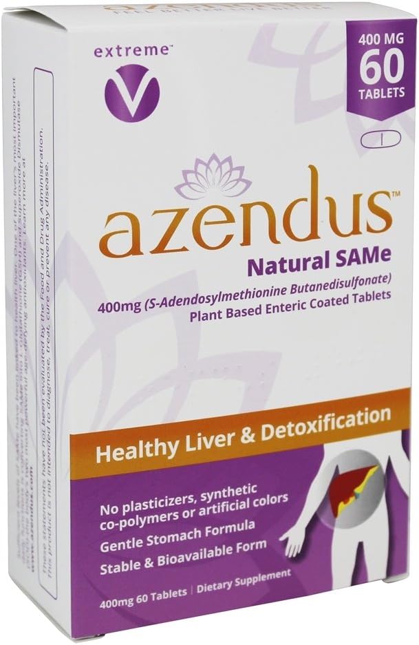 Azendus Natural SAM-e für Lebergesundheit 60 Count, 400mg, 1 Empfohlene Form, reine, natürliche, stabile, pharmazeutische Klasse Gleich, schnelle Absorption