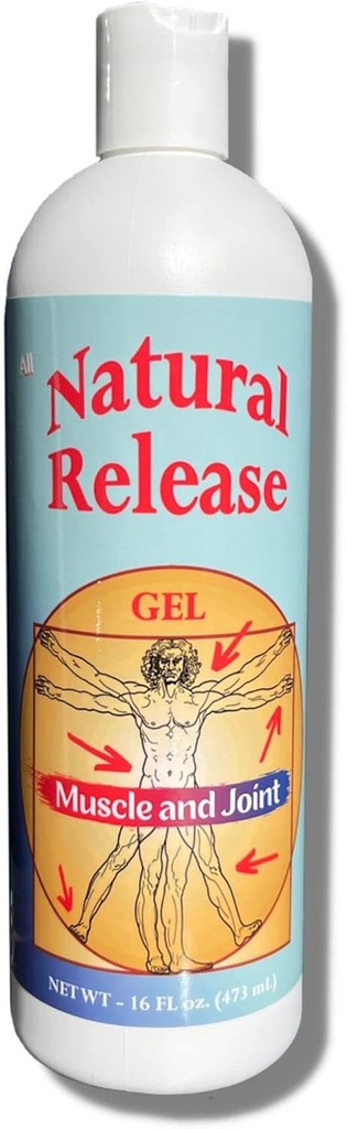 Natural Release Muscle & Joint Gel for Humans - Relief for Sore Back, Knees, HIPS, Muscle Stress, Night Cramps, Aches, Strains, Discomfort - Fast Acting, Menthol Free (16 oz)