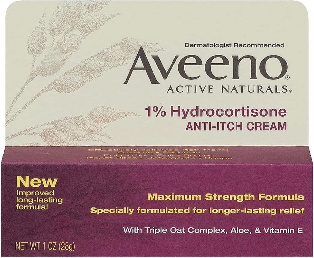 Aveeno Maximale Stärke 1% Hydrocortison Anti-Itch Cream, 1 Oz, (Pack mit 24)