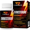 Booster de testostérone, supplément de turcestérone 1300mg Ultra haute résistance (Ajuga Turkestanica Extract Std. à 20% de testostérone), pour performance athlétique et masse musculaire,120 capsules