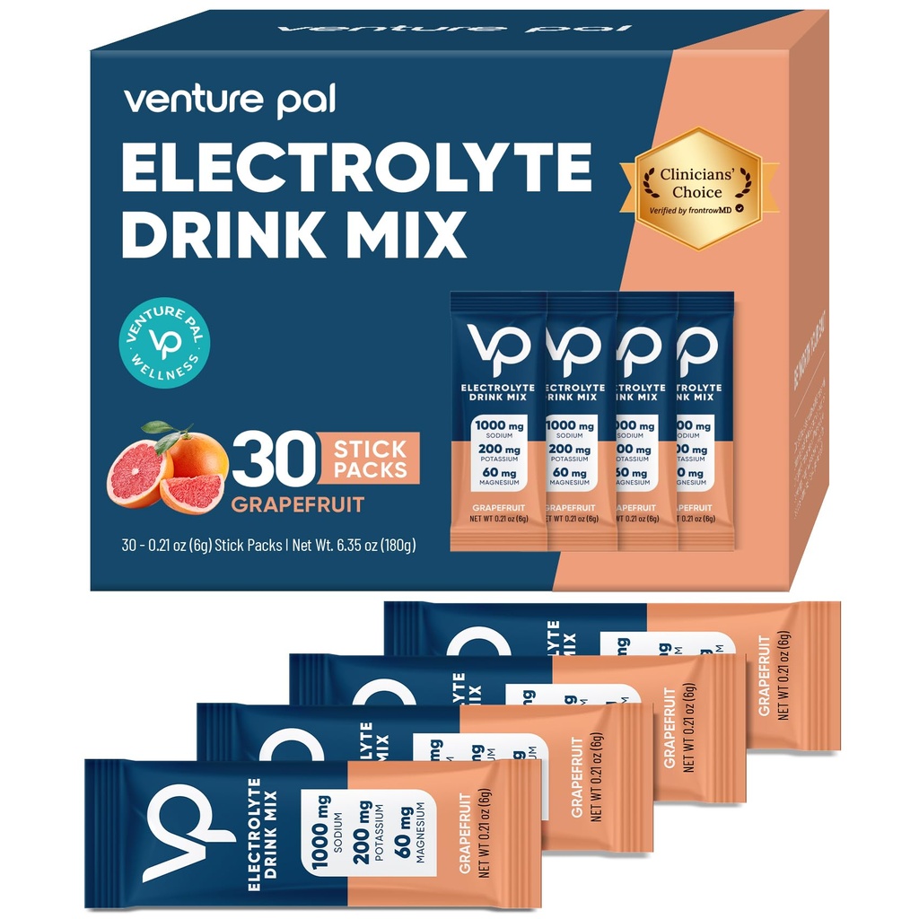 Venture Pal haute teneur en sucre sans électrolytes en poudre - Packs d'hydratation avec vitamine, sodium et potassium