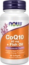 NOW Nahrungsergänzungsmittel, CoQ10 60 mg mit Omega 3 Fischöl, Herz-Kreislauf-Gesundheit*, 60 Softgels