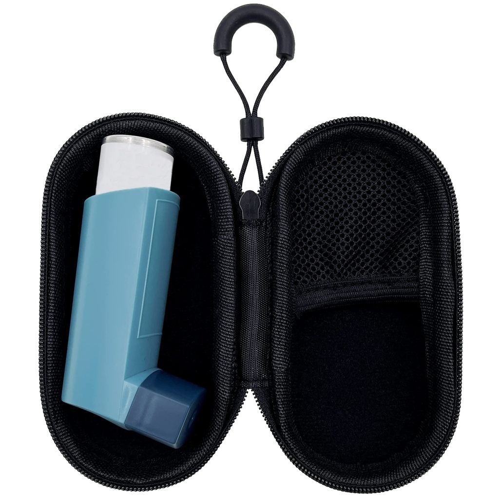 Dossier de voyage pour l'inhalateur d'asthme, étui compact pour l'inhalateur handy pour adultes et enfants (cas seulement) (noir)