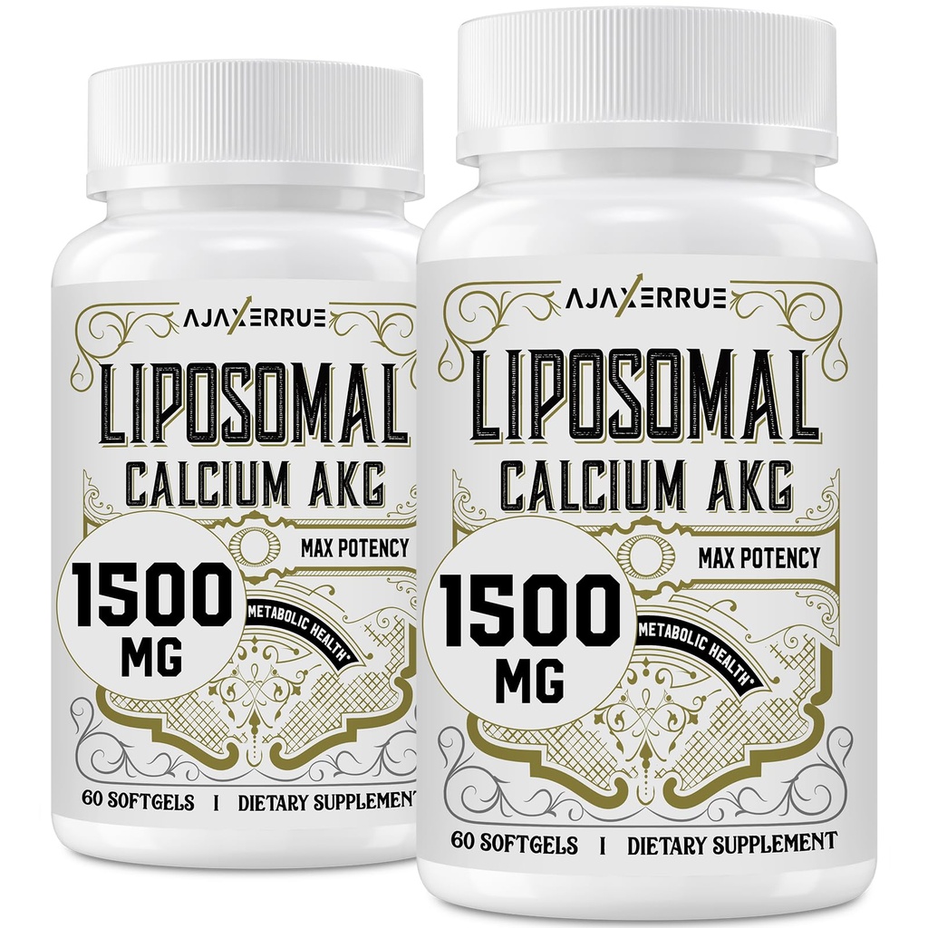 Liposomale Kalzium AKG-Ergänzung 1500 MG (Alpha-Ketoglutarische Säure), Hohe Absorption, Effektiver als AAKG, Ca AKG für Langlebigkeit, Alter Defense, Cellular Energy, Metabolic Function, 120 Softgels
