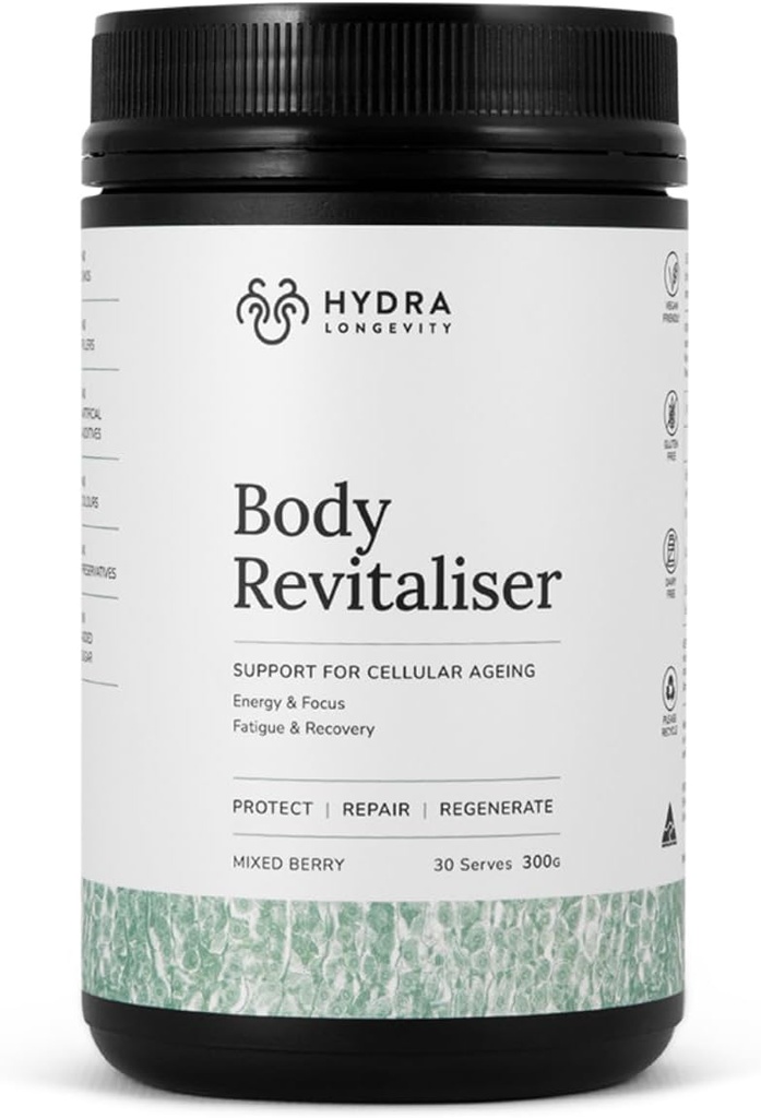Body Revitaliser Bio Superfood Powder Health Supplement, 49 Ingredient Smoothie Mix mit Präbiotika, Chlorella, Reishi, Vegan, Non-GMO, Glutenfreie 300 Gramm (30 Portionen)