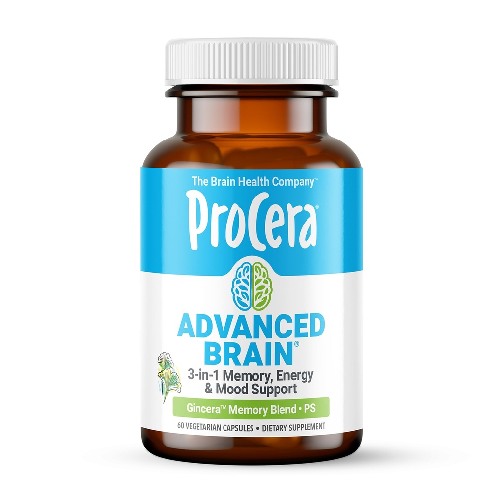 Procera Advanced Brain - Fast Acting - Zutaten Unterstützt von 100+ Studien - Verbesserung von Gedächtnis, Recall - Konzentration - Clears Fog - Mental Clarity - Slows Cognitive Decline - 60 Count