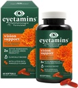 Eyetamins Vision Support - 60 Capsules‚ Ophthalmologist-Formuliert - 2X Lutein und Zeaxanthin führender Marken - Pflanzenbasiert, natürlich - Vegan und Non-GMO Formel (60 Count)