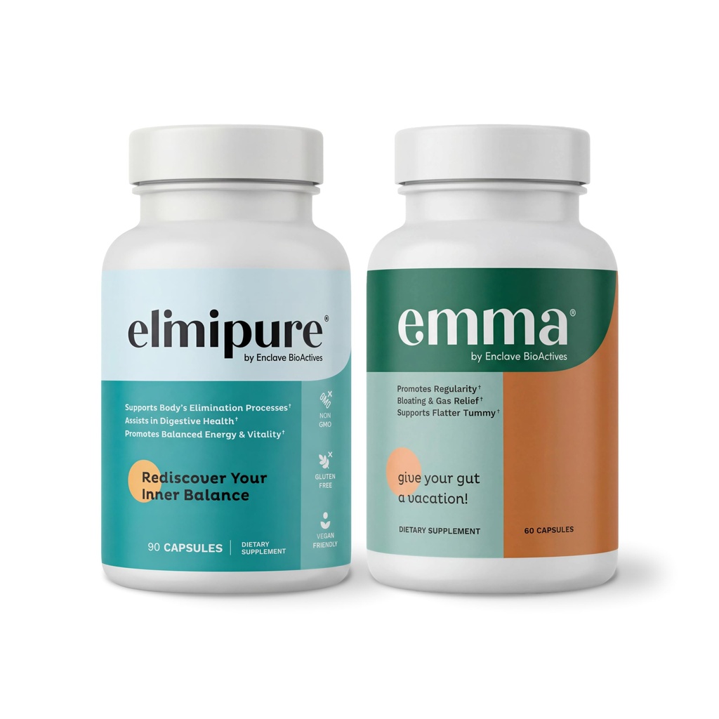 Emma Gut Health & Elimipure Cleanse Bundle – Complete Destox Bundle pour Bloating, Métabolisme et Microbiome Support
