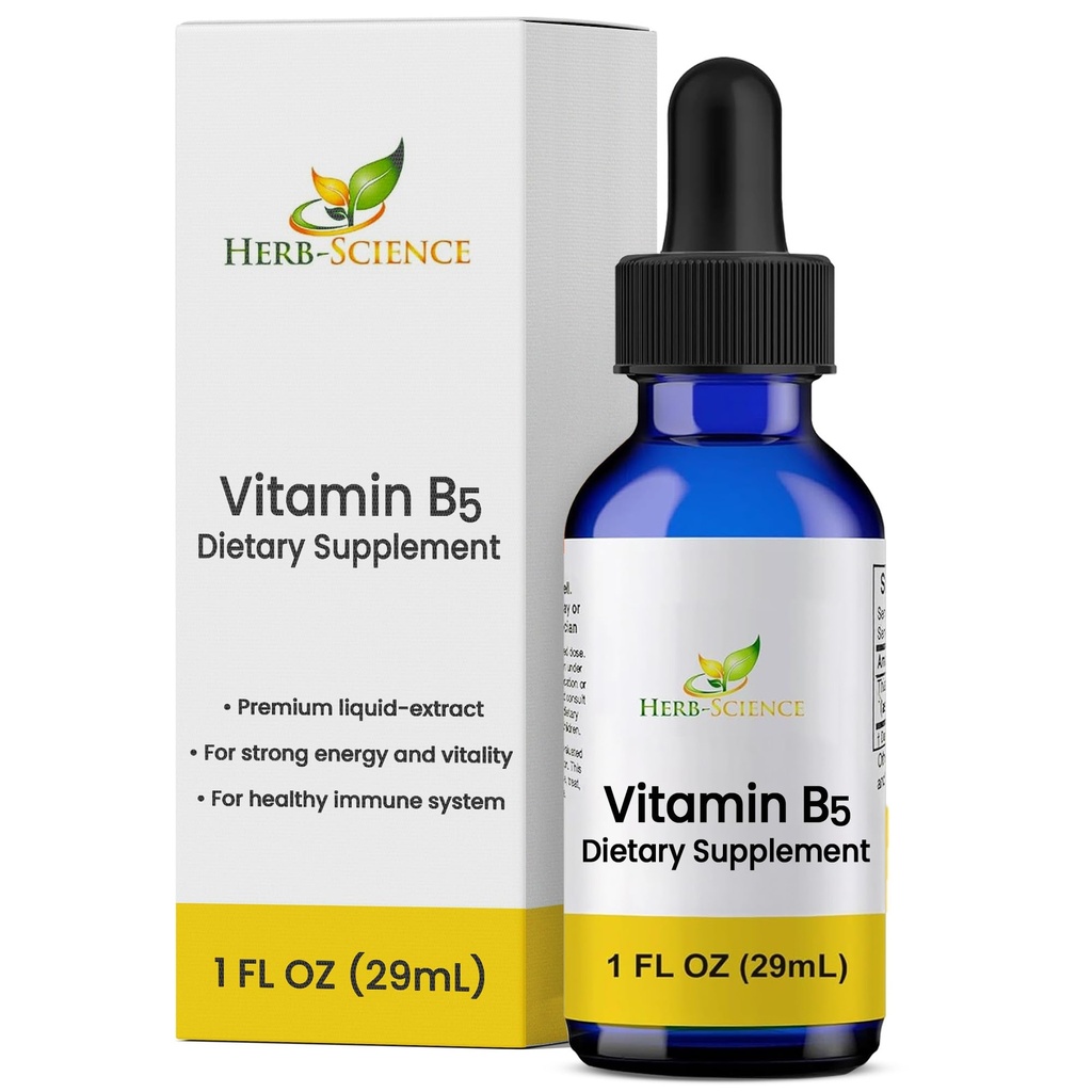 Flüssiges Vitamin B5 – 36 Servierungen – Hohe Absorption Pantothensäure für Energie, Mood & Nerve Unterstützung – Vegan Non-GMO Alkohol frei – Bessere Kapseln oder Pillen – 1 Fl Oz