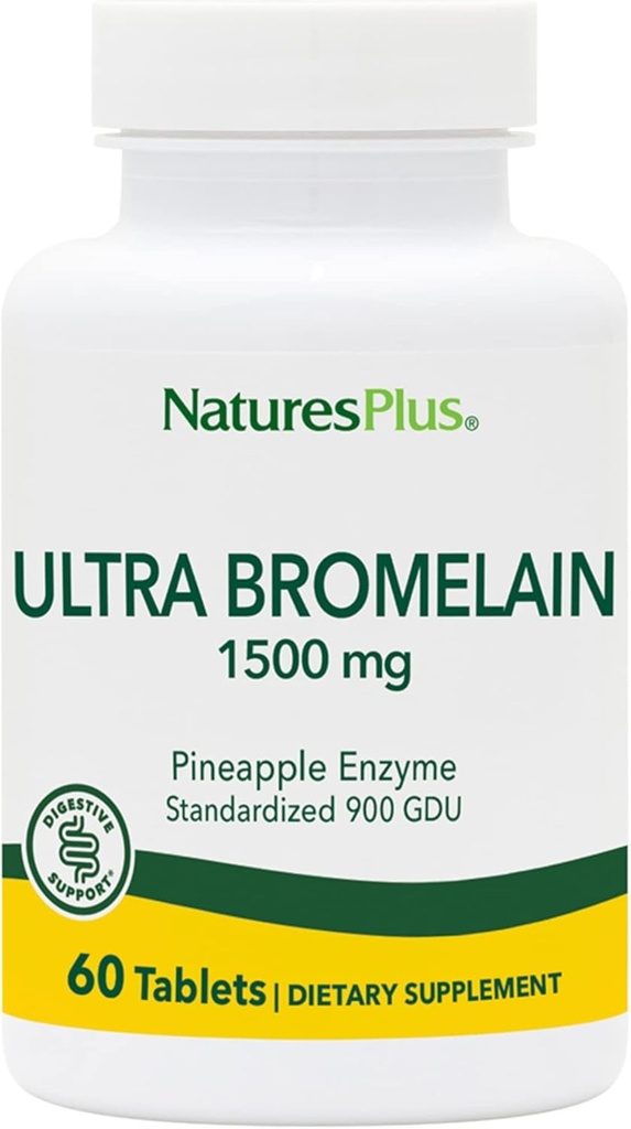 Natures Plus Ultra Bromelain - 60 Tabletten - 1500 mg Ananas Bromelain - Unterstützt Verdauungsgesundheit, Gelenkunterstützung &amp; Mehr - 60 Servierungen