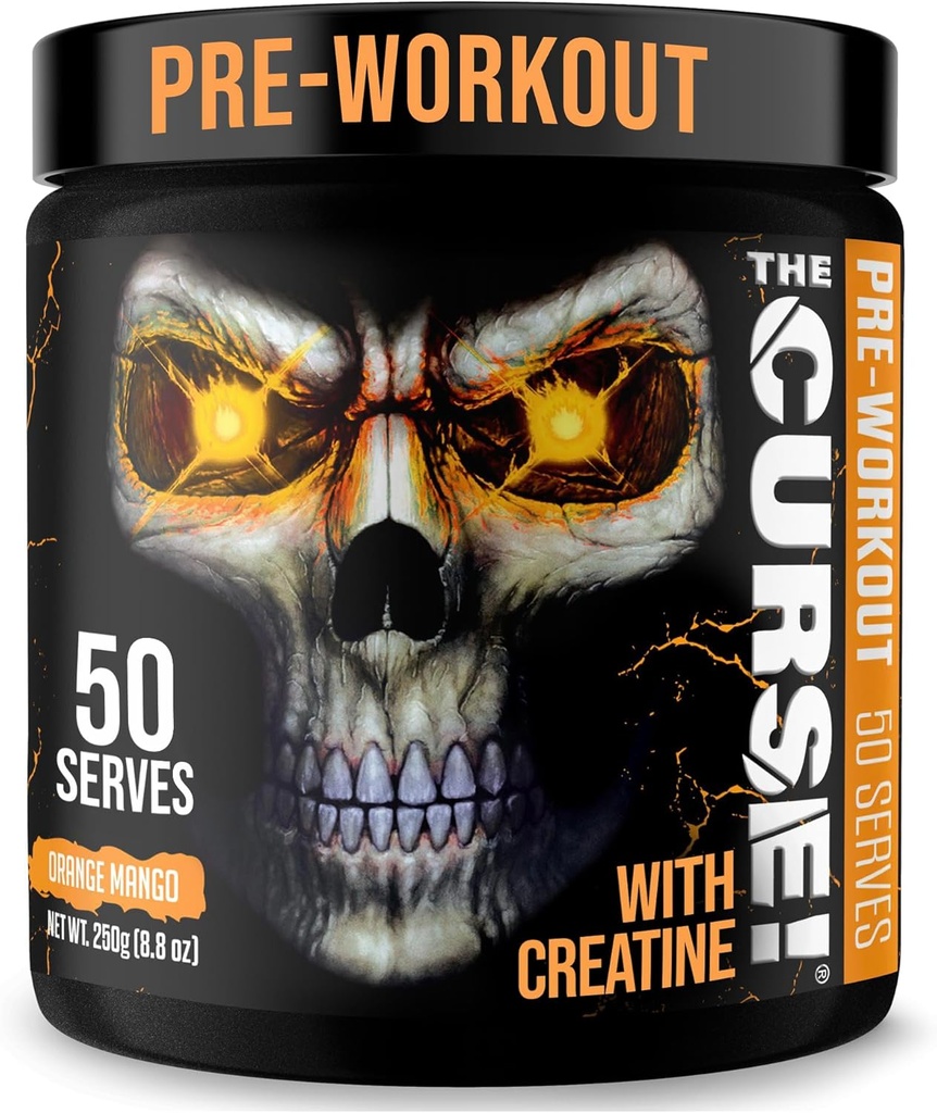 Der Fluch! Pre Workout Pulver für Männer & Frauen, Koffein, Beta-Alanin, Kreatin, L-Citrullin, 50 Servierungen, Orange Mango Flavor – Boost Energy, Strength & Focus