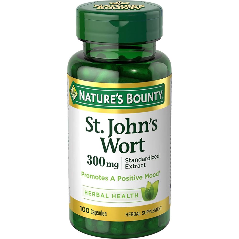 Nature's Bounty St. John's Wort Pills and Herbal Health Supplement, 300mg, 100 Kapseln