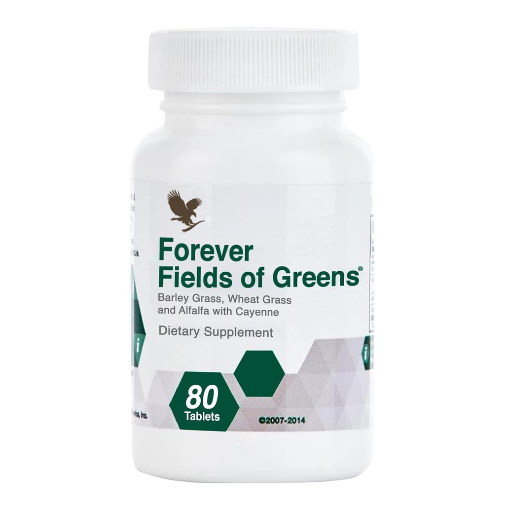 Forever Living - Grünflächen, Green Superfood-Ergänzung mit Gerste Grass, Weizengras und Alfalfa zur Reinigung und Alkalisierung, 80 Tabletten