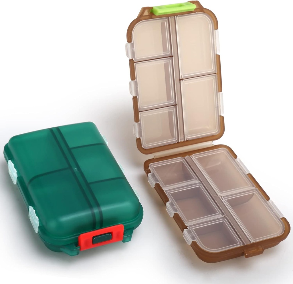 2PCS Small Travel Pill Box, niedliche Pille Organizer Fall, Reisen tragbare Medizin Organizer Pille für Geldbeutel, mit 10 Komponenten für verschiedene Medikamente, von MsfIAIoo