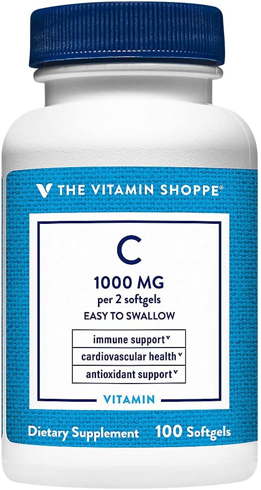 Das Vitamin Shoppe Vitamin C 1.000MG, leicht zu schlucken, Antioxidans, die Immun- und Herz-Kreislauf-Gesundheit unterstützt (100 Softgels)