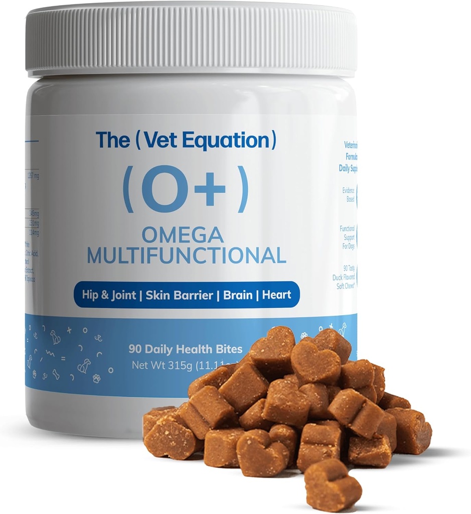 Omega multifonctionnel pour chiens – Arôme de canard, 90 Chews – avec Omega-3 d'origine marine – soutient la santé des articulations, de la peau, du manteau et de l'ignune