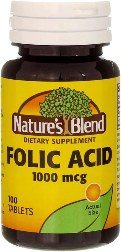 Nature`s Blend Folic Acid 1000mcg Tablets 100 Count (4 Pack)