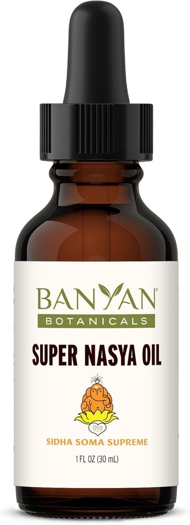 Banyan Botanicals Super Nasya Oil – Herbal Nasal Oil Drops with Rose & Sandalwood – Adoucit les passages nasaux et soutient la respiration saine* – 1 oz – Non-OGM, sans produits chimiques, sans cruauté