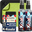 Koala Eyeglas Lens Cleaner Spray Kit | (2x) Gläser Reiniger Flasche + (2x) Microfiber Cloth | Alkoholfreie Gläser, Bildschirm und Kamera Reinigungsset | Made in USA (4 Stück Set)