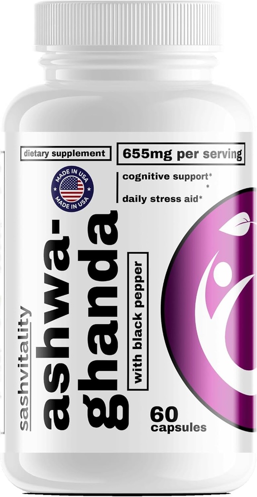 SASH Vitality Ashwagandha Capsules | Hohe Stärke | 60 Kapseln | für Männer und Frauen
