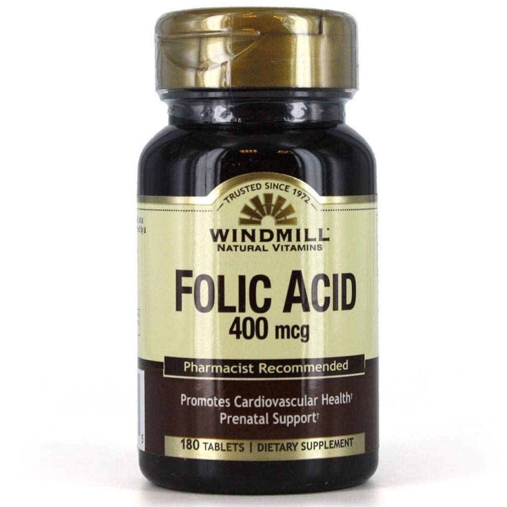 Acide folique du moulin à vent 400 Mg Comprimés - 180 Ea