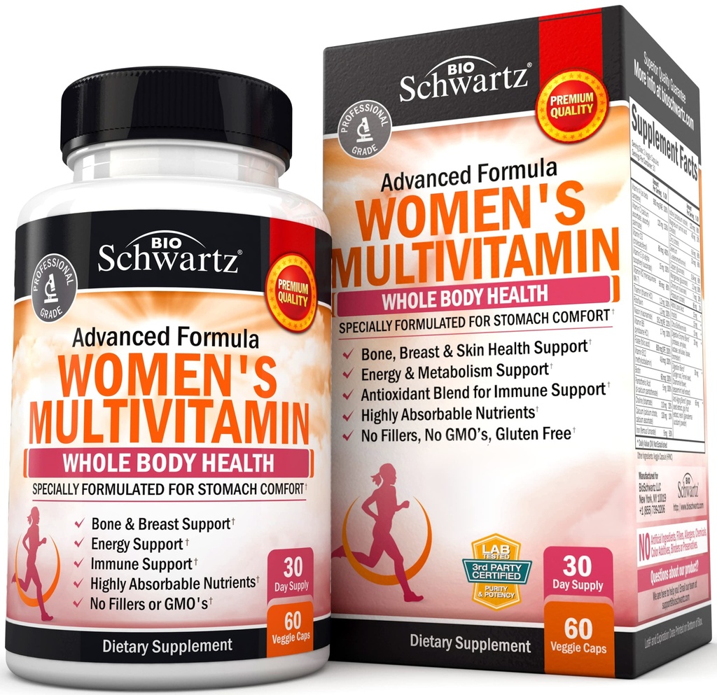 Multivitamin für Frauen mit Vitamin D3 - Multivitamine für Knochenbreast Skin Joint Energy - Vitamine für Immununterstützung - Immunsystem Boost Natural Immune Defense - Joint Support Supplement - 60Ct