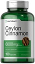 Horbäach Ceylan Capsules de cannelle 6000 mg de 150 Count.