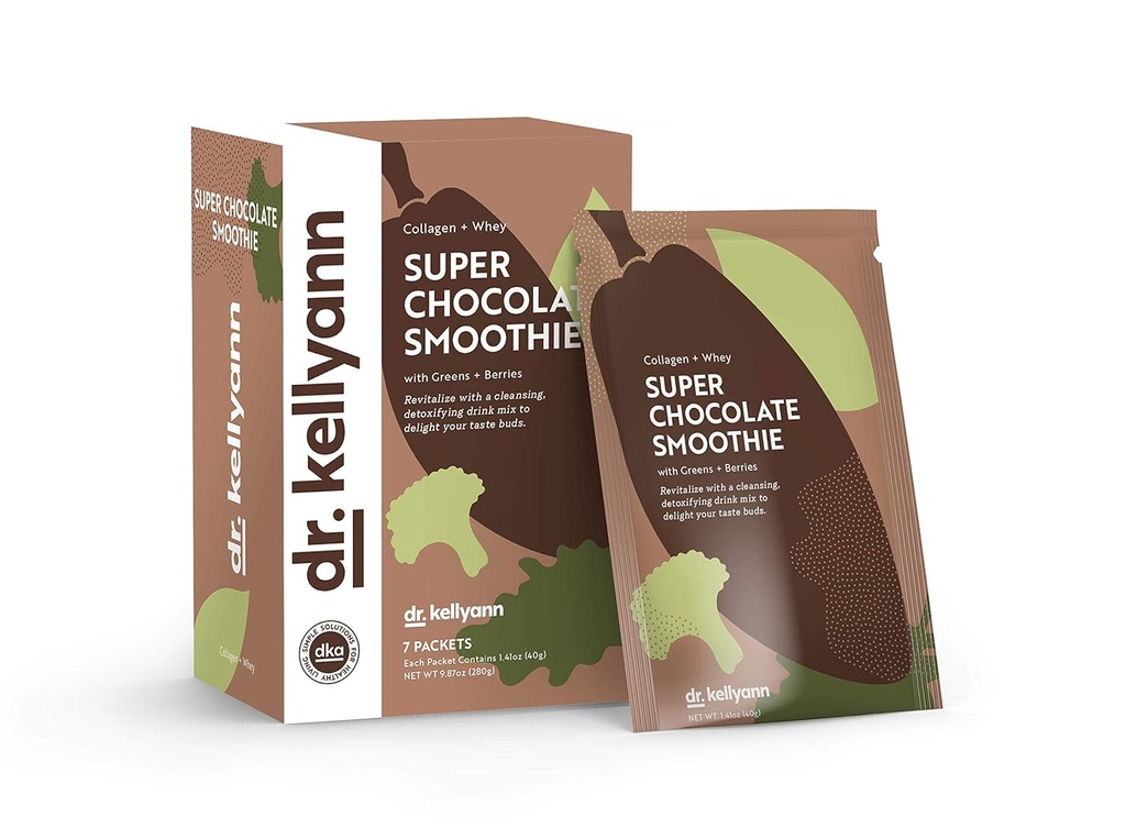 Dr. Kellyann Super Chocolate Collagen Smoothie (7 Servierungen) – Protein Shake, Keto & Paleo-Friendly, unterstützt Haut & Gut, 1 Packung