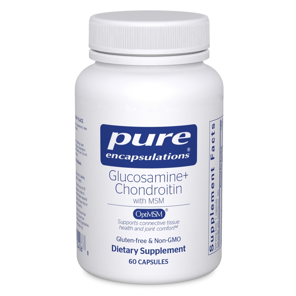 Pure Encapsulations Glucosamine Chondroitin with MSM - Supports Joint Health & Normal Cartilage Formation* - Maintains Enzyme Activity - Gluten-Free & Non-GMO - 60 Capsules