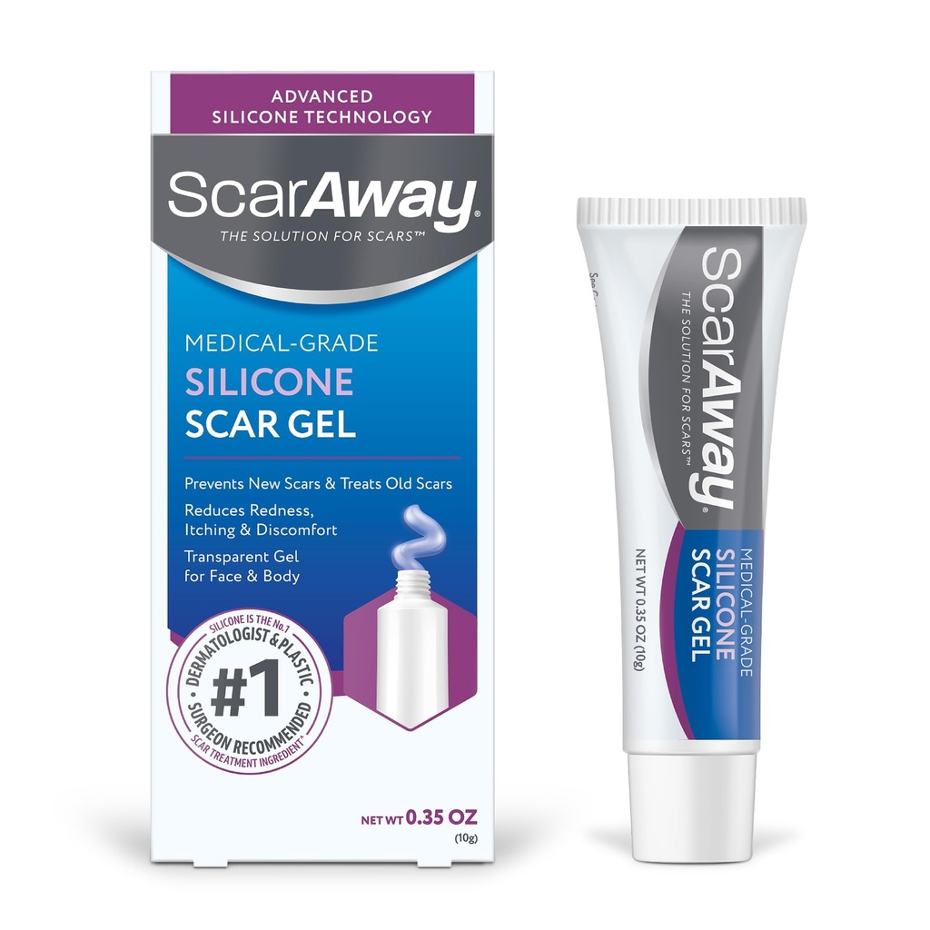 ScarAway Silicone Scar Gel, hilft Größe, Farbe & Texture von Hypertrophic & Keloid Narben von Verletzung, Burns & Surgery, Wasserbeständig, 10g (0.35 Oz)