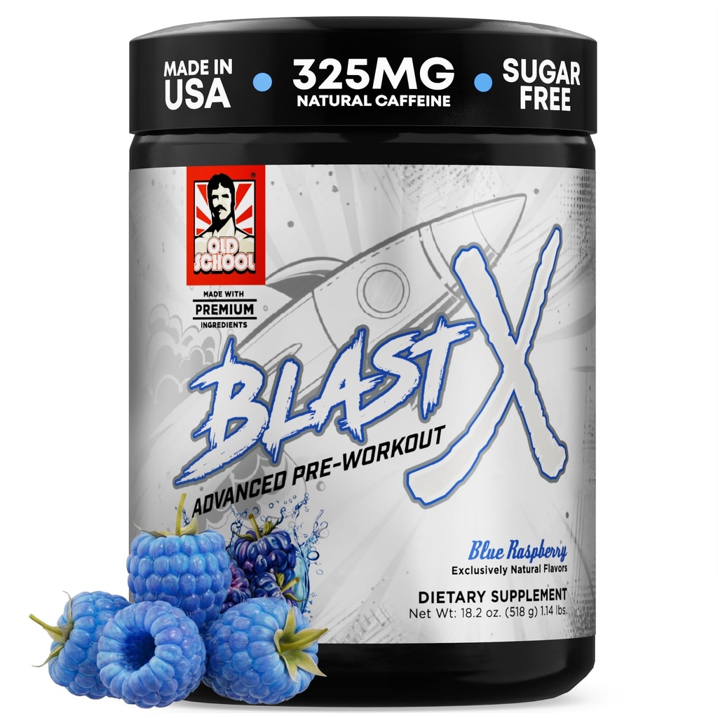 Old School Labs.com Blast X Advanced Pre Workout Powder, Intense Energy Booster Preworkout pour les hommes et les femmes