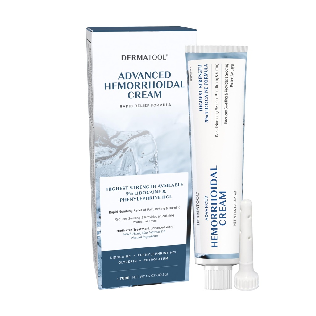 Hämorrhoid-Behandlung - Advanced Hemorrhoid Cream 5% Lidocaine & Phenylephrine - Hämorrhoid-Schreinbehandlung - Schnelles Relief von Schmerz, Schwellung, Blutung, Juckreiz und Brennen - Fissure & Hemorrhoiden