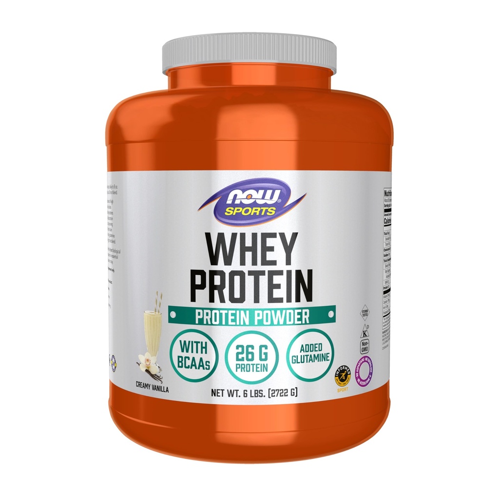 NOW Sports Nutrition, Whey Protein, 26 g Mit BCAAs, Creamy Vanilla Powder, 6-Pound
